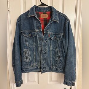 Vintage Levi’s 70411 Lined Denim Trucker Jacket Buffalo Plaid Type III Men’s 40
